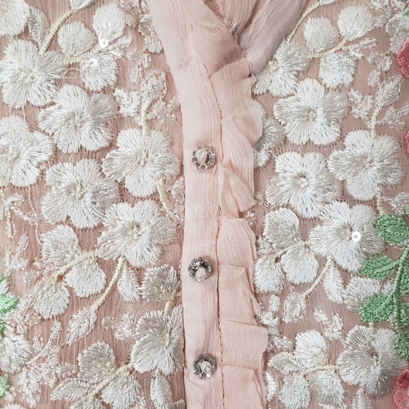 Agha Noor Floral Embroidered Sheer Kurti Size Medium - Picture 6 of 15